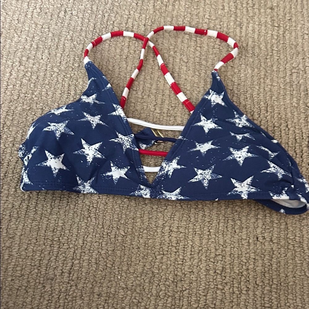 Xhilaration Blue and White Star Bikini Top